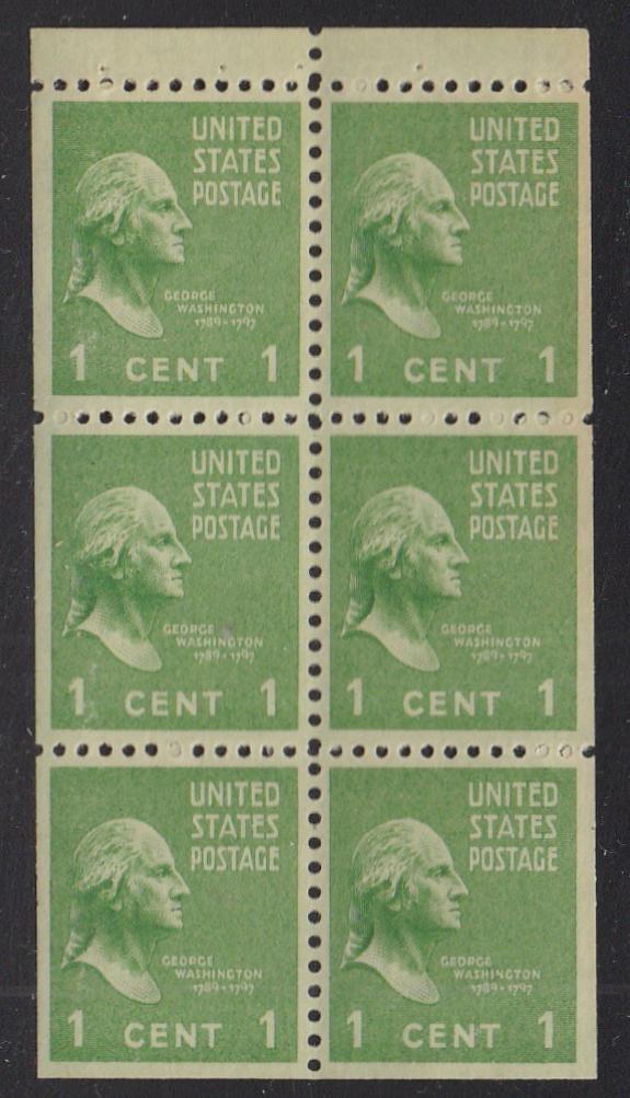 # 804b (1942) Washington - Bklt pane, 2.5mm gutter, XF MNH [2]