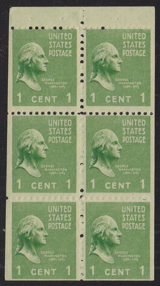 # 804b (1939) Washington - Bklt pane, 3mm gutter, MNH [1]