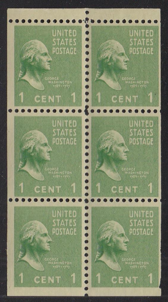# 804b (1939) Washington - Bklt pane, 3mm gutter, MNH [2]