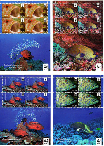 Aitutaki (2010) # 543-46 WWF Fish Issue Sheetlets