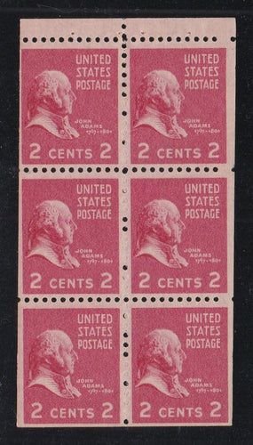 # 806b (1942) Adams - Bklt pane, 2.5mm gutter, VF MNH [1]