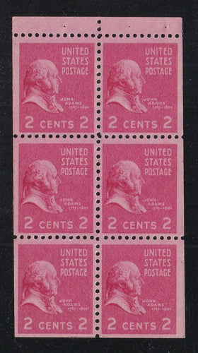 # 806b (1942) Adams - Bklt pane, 2.5mm gutter, VF MNH [2]