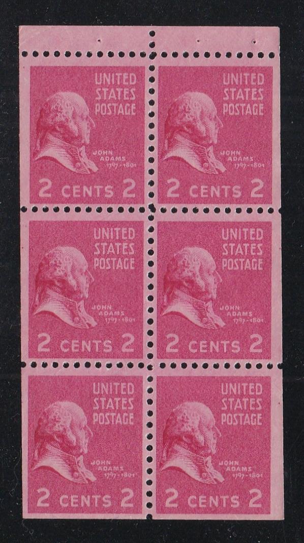 # 806b (1942) Adams - Bklt pane, 2.5mm gutter, VF MNH [2]