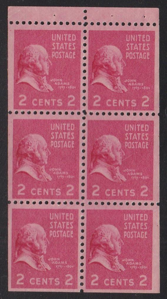 # 806b (1942) Adams - Bklt pane, 2.5mm gutter, VF [2]