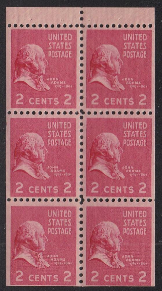 # 806b (1939) Adams - Bklt pane, 3mm gutter, VF