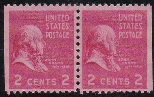 # 806b (1942) Adams - Bklt pr, 2.5mm gutter, MNH