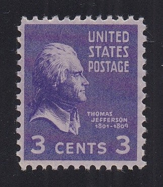 # 807 (1938) Jefferson, lt violet - Sgl, MNH