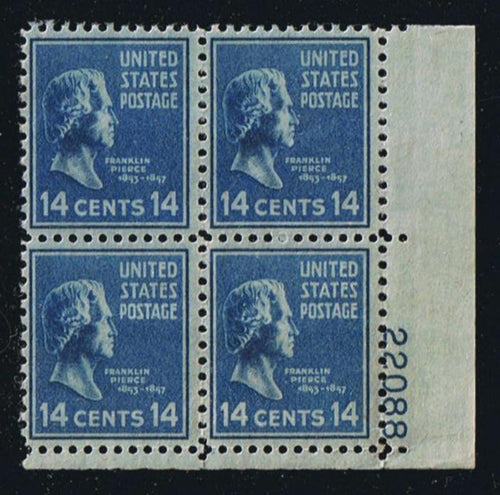 # 819 (1938) Pierce, dark blue - PB, LR #22088, MNH