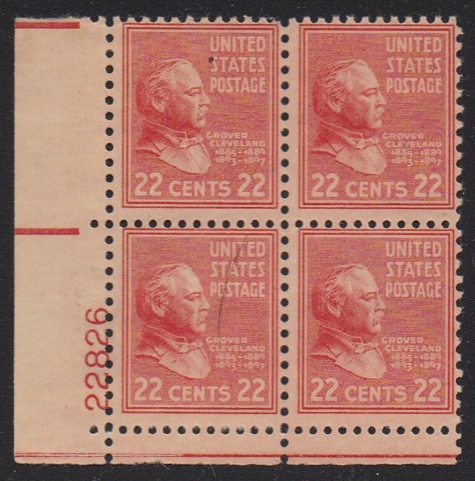 # 827 (1938) Cleveland - PB, LL #22826, F MNH
