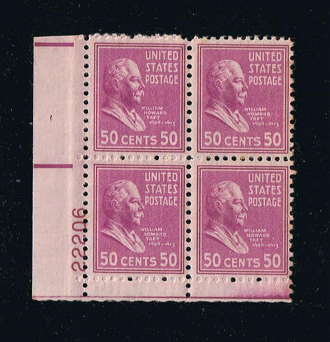 # 831 (1938) Taft, mauve - PB, LL #22206, MNH