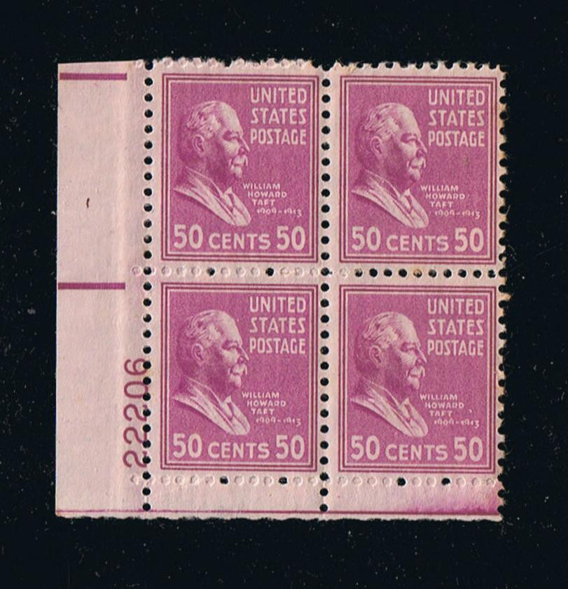 # 831 (1938) Taft, mauve - PB, LL #22206, MNH