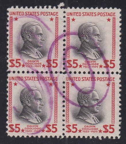 # 834 (1938) Coolidge, carmine/black - BK/4, Used, F