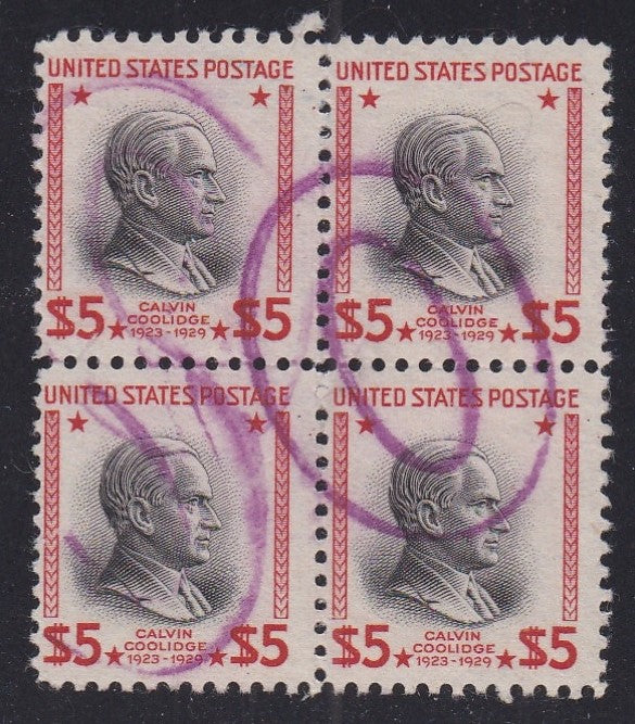# 834 (1938) Coolidge, carmine/black - BK/4, Used, F