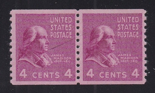 # 843 (1939) Madison - Coil pr, H, MNH