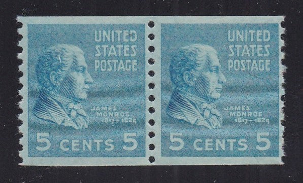 # 845 (1939) Monroe - Coil pr, H, MNH