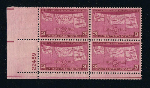 # 858 (1939) North Dakota Statehood - PB, LL #22459, XF, MNH