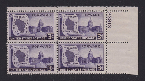 # 957 (1948) Wisconsin Statehood - PB, UR #23813, MNH