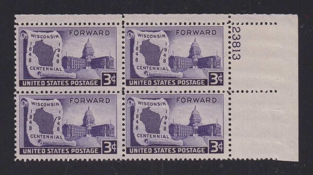# 957 (1948) Wisconsin Statehood - PB, UR #23813, MNH