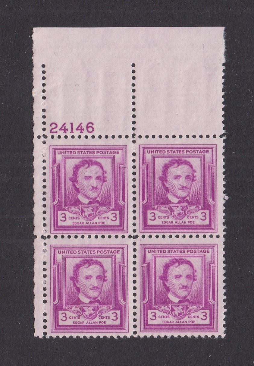 # 986 (1949) Edgar Allan Poe - PB, UL #24146, FVF MNH