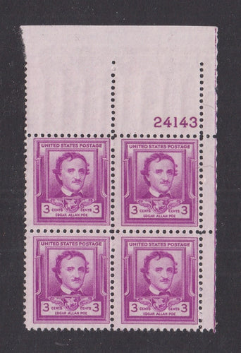 # 986 (1949) Edgar Allan Poe - PB, UR #24143, FVF MNH