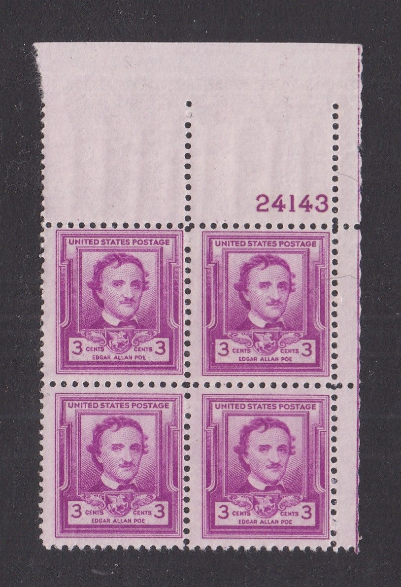# 986 (1949) Edgar Allan Poe - PB, UR #24143, FVF MNH
