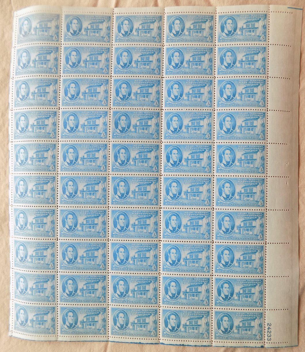 # 996 (1950) Indiana Territory - Pane, MNH