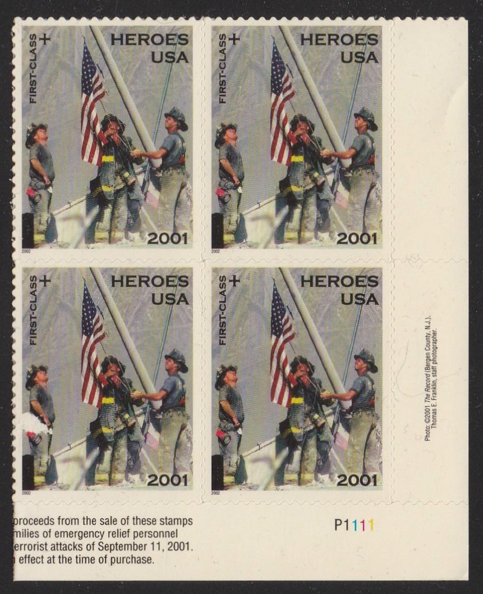 # B2 (2001) Heroes of 2001, Semi-Postal - PB, LR #P1111, MNH