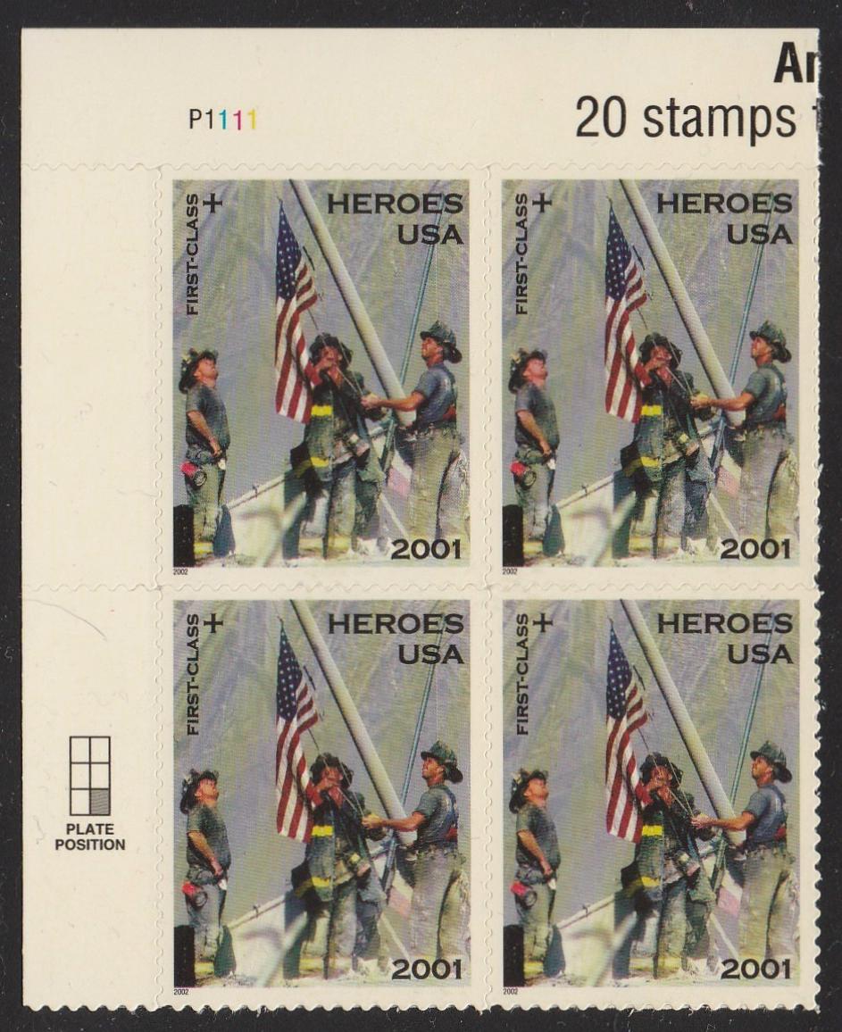 # B2 (2001) Heroes of 2001, Semi-Postal - PB, UL #P1111, MNH