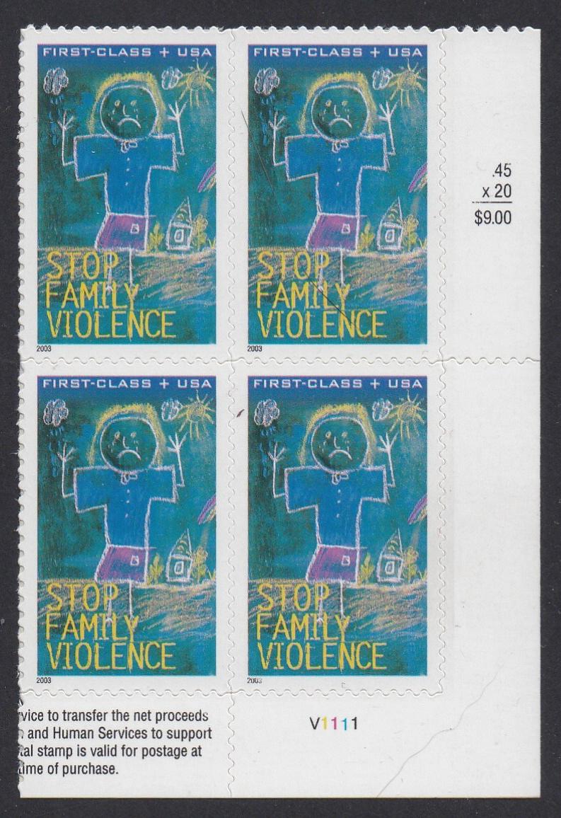 # B3 (2003) Family Violence, Semi-Postal - PB, LR #V1111, MNH