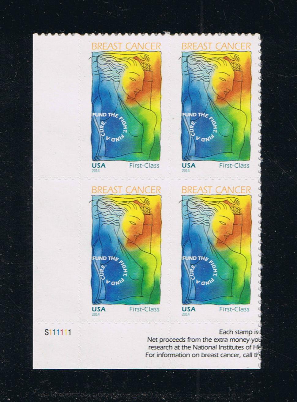 # B5 (2014) Breast Cancer, Semi-Postal - PB, LL #S111111, MNH