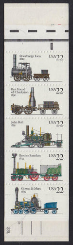 BK163 (1987) Steam Locomotives - BKLT, Plt #1, Type I EE Dashes, Red Bar, MNH
