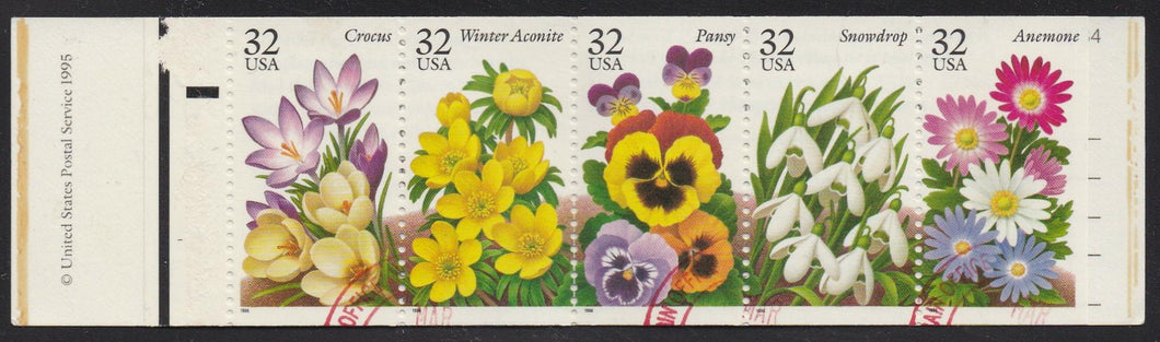 # 3029a (1996) Winter Garden Flowers - Bklt pane, #1, USED
