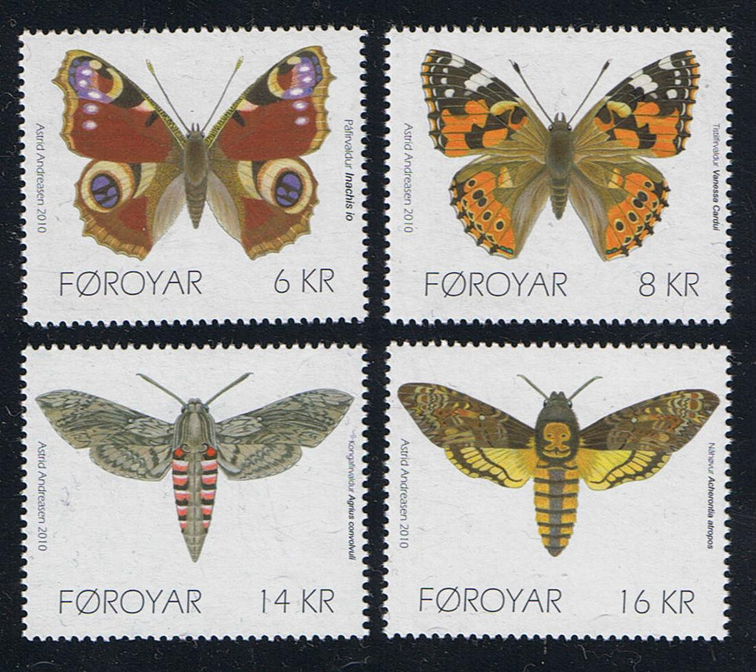 Faroe Islands #529-32 (2010) Butterflies - Sgls, Set/4, MNH