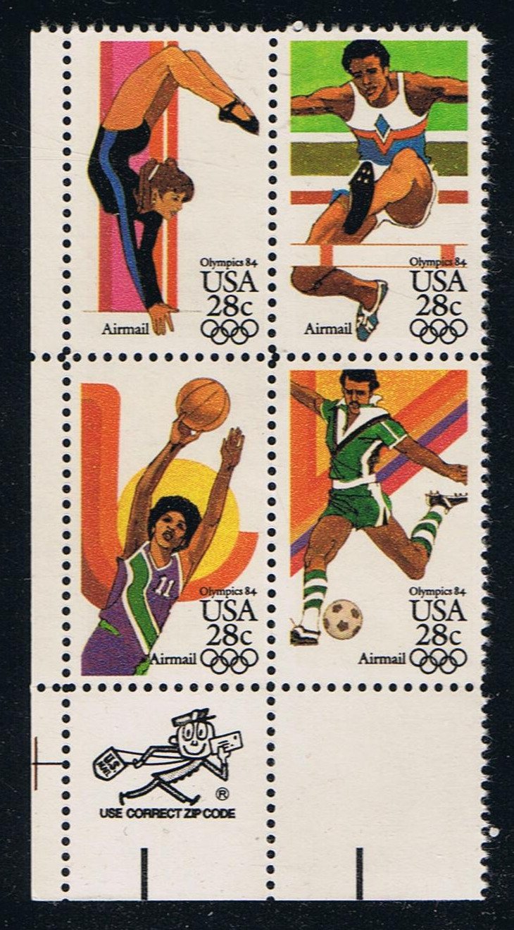 # C101-04 (1983) Summer Olympics - Mr. Zip, BK/4, LL, MNH