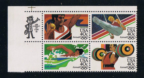 # C105-08 (1983) Summer Olympics - Mr. Zip, BK/4, UL, MNH