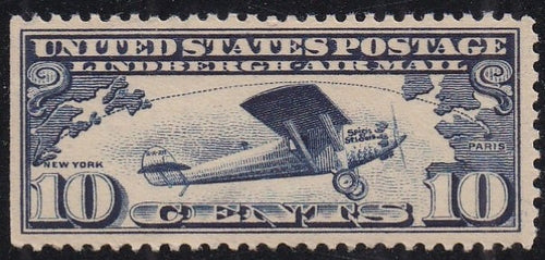 # C10 (1927) Lindbergh's Plane Airmail - Sgl, MNH, SE [5]