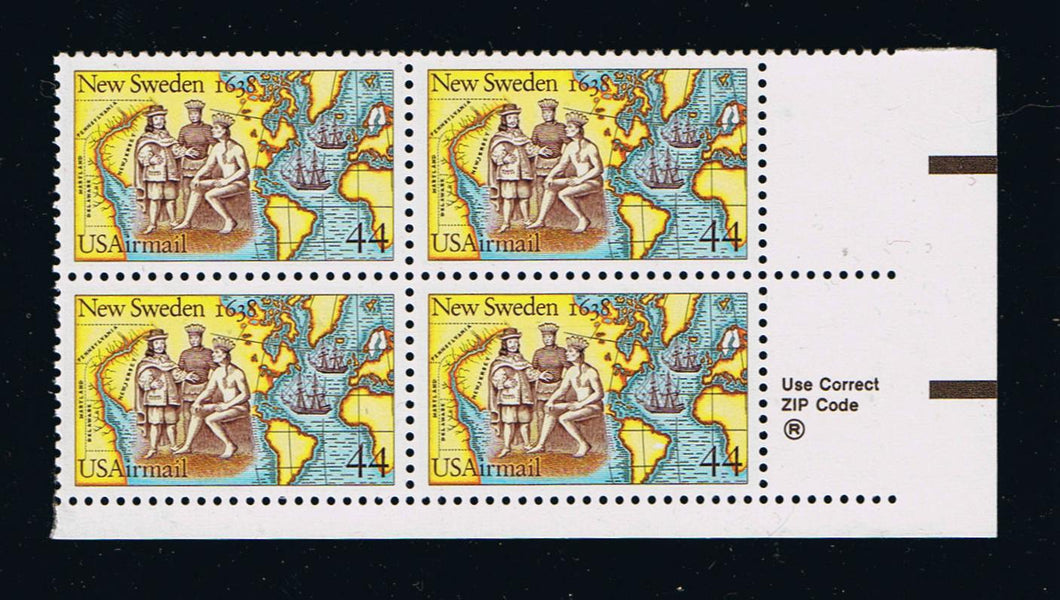# C117 (1988) New Sweden Settlement - Zip BK/4, LR, MNH