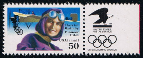 # C128 (1991) Harriet Quimby, OA tag, perf 11 - Sgl w/Olympic Logo, MNH