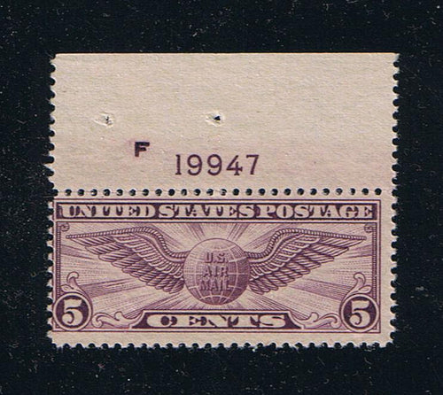 # C12 (1930) Winged Globe - Plt sgl, Top #F19947, MNH [10]