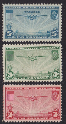 # C20-C22 (1935//37) Transpacific Planes - Sgls, Set/3, VF MH
