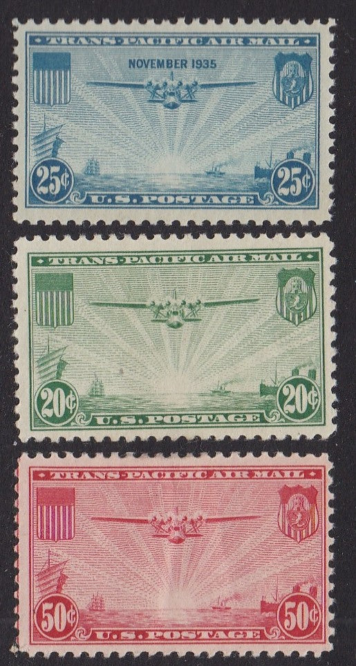 # C20-C22 (1935//37) Transpacific Planes - Sgls, Set/3, VF MH