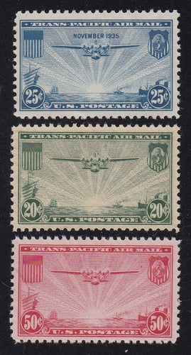 # C20-C22 (1935//37) Transpacific Planes - Sgls, Set/3, VF/XF MNH