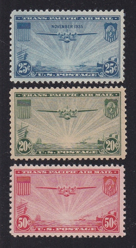 # C20-C22 (1935//37) Transpacific Planes - Sgls, Set/3, XF MNH