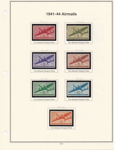 # C25 - C31 (1941//44) Twin-Motored Transport Airmail Series on Album Page