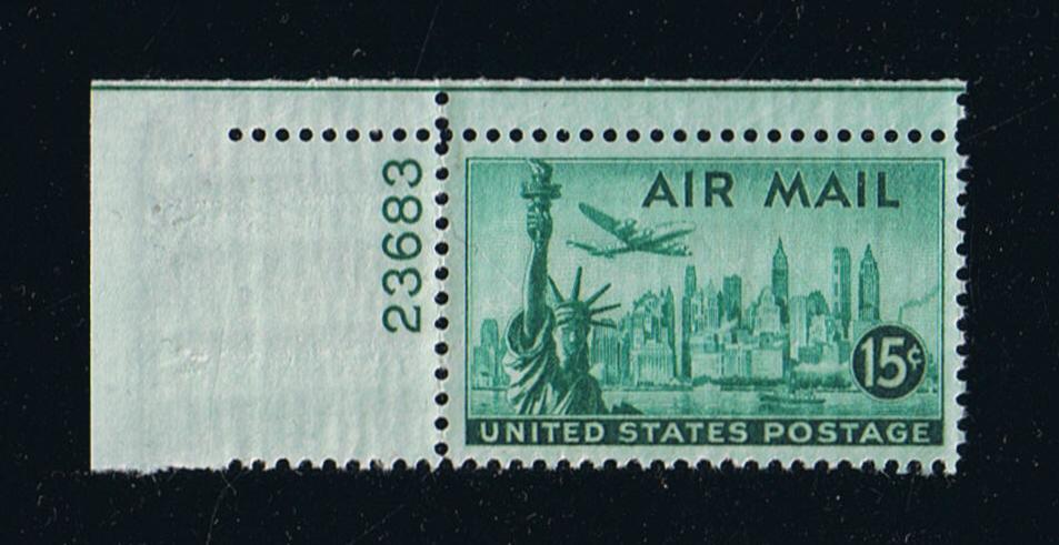 # C35 (1947) Lockheed Constellation, Wet Print - Plt sgl, UL #23683, MNH