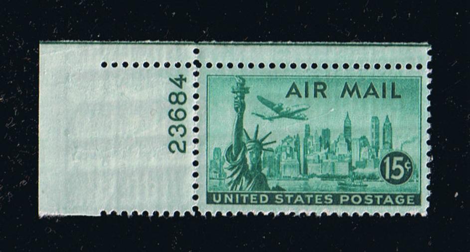 # C35 (1947) Lockheed Constellation, Wet Print - Plt sgl, UL #23684, MNH