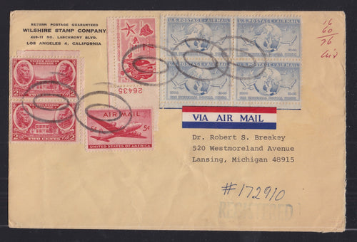 # C43 (1949) UPU Issue Airmail - Used BK/4 on Registry Cover