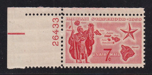 # C55 (1959) Hawaii Statehood - Plt sgl, UL #26433, MNH
