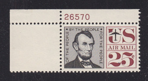 # C59 (1960) Lincoln - Plt sgl, UL #26570, MNH
