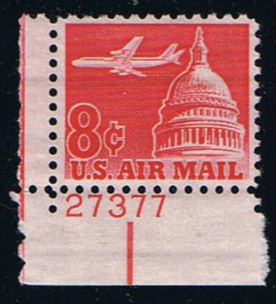 # C64 (1962) Airliner over Capitol - Plt sgl, LL #27377, MNH